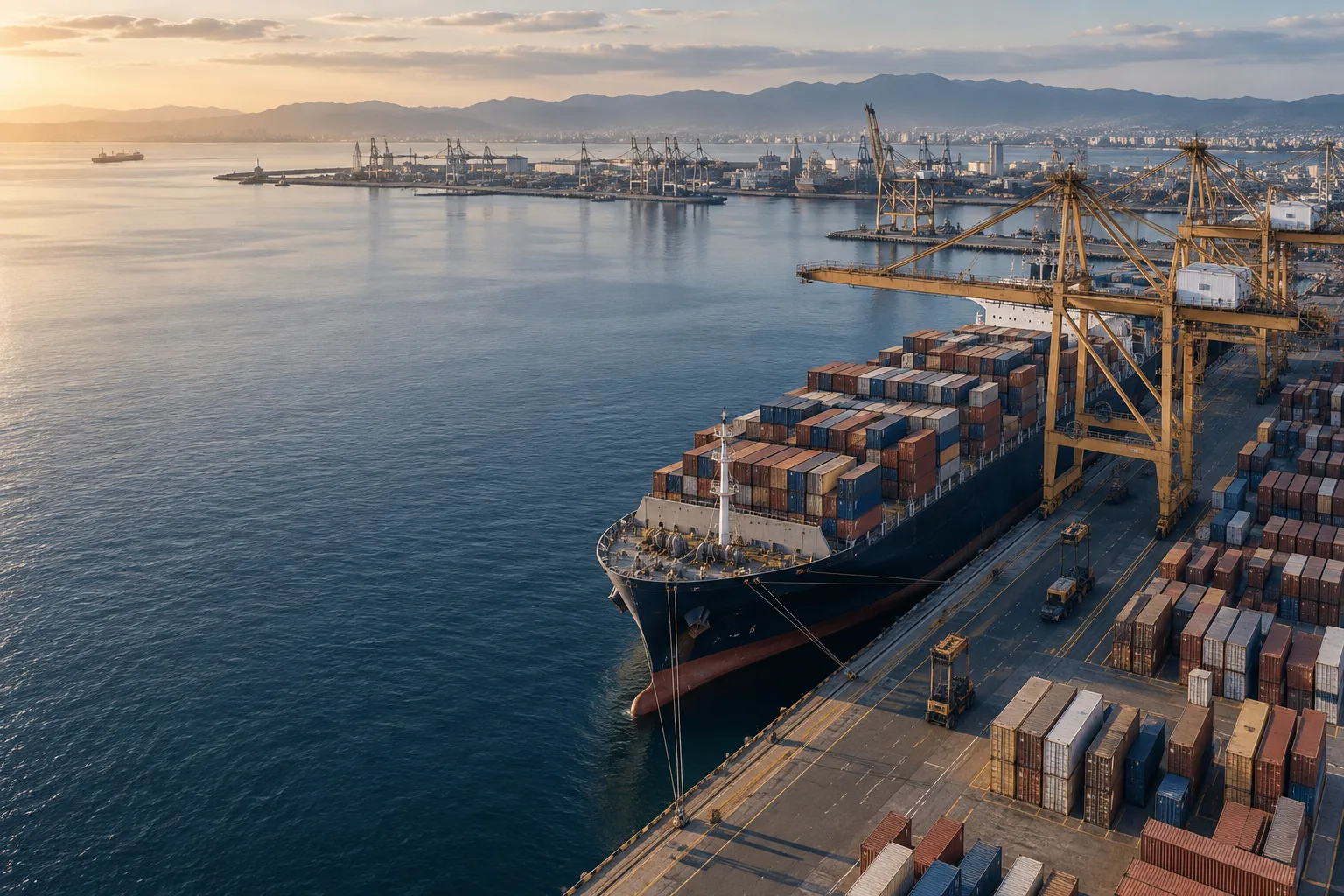 International shipping port and cargo terminals